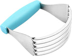Spring Chef XL Dough Blender Tool For Baking, Heavy Duty Pastry Blender, Stainless Steel Pastry Cutter with Durable Blades, Dough Mixer, Butter Cutter for Easy Mixing, Dishwasher Safe - Aqua Sky