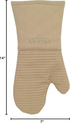 All-Clad Premium Silicone Oven Mitt: Heat Resistant to 500 Degrees - 100% Cotton & Silicone, 14"x7" Pot Holder for Kitchen and Barbeque, (1-Pack), Cappuccino