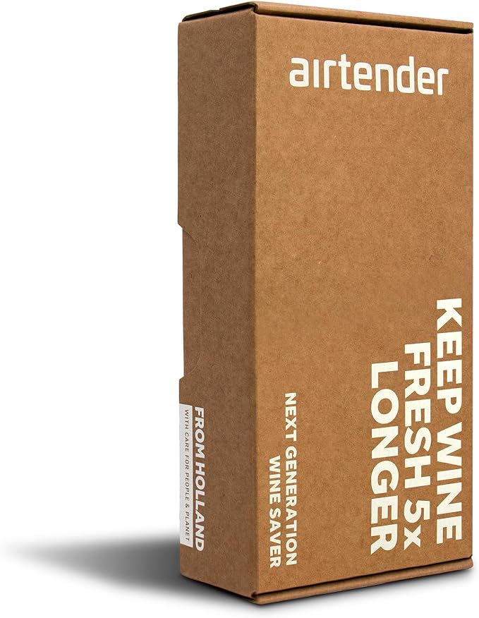 Airtender Vacuum Pump Wine Preserver with 6x Reusable Vacuum Sealer Wine Stopper for storing wine longer and preserving taste