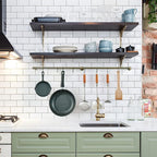 ROTHLEY Hanging Pot Rack Hanger: 39.4 Inch Stainless Steel Pot and Pan Hanger Pot Rack Wall Mounted Hanging Pots and Pans Rack Pot Hangers for Kitchen Wall Kitchen Rail with Hooks (Antique Brass)