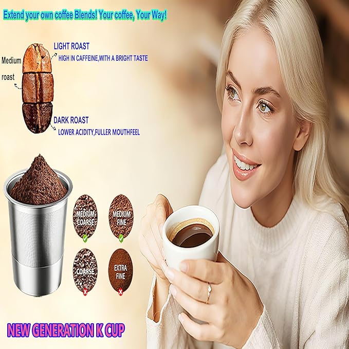 Stianless Steel Reusable K Cup Coffee Pods Compatible for K eurig 1.0 & 2.0 Coffee Maker Refillable K-eurig Coffee Filter with Aluminum Coffee Filling Tool, Reduction Waste，1 Pack (Silver)