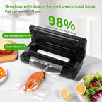 120W Power Vacuum Sealer for Food, Food Sealer Machine with 5 Molds include Dry, Moist, Pulse, Seal, Canister, Accessory, Built in Cutter & Vacuum Bags Storage, with 1 Bag Rolls