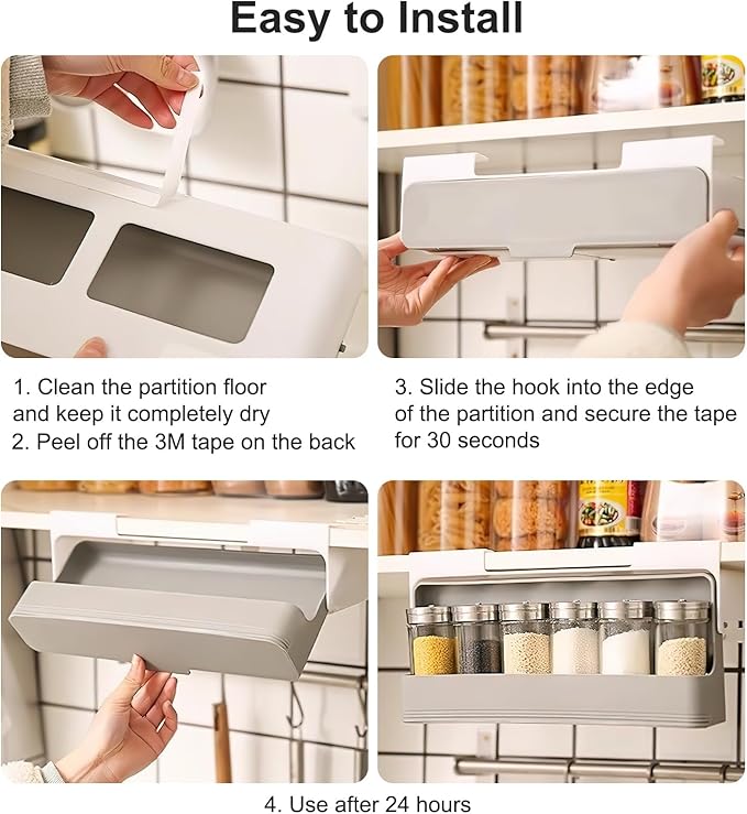 Seasoning Rack with 6 Seasoning Cans, Seasoning Storage Rack Pull-out Seasoning Rack with Seasoning Cans Kitchen Storage Rack Spice Rack Without Drilling (32 X 9.5 X 13.5 CM)