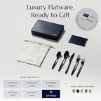 JazzUpCo Ava Flatware Flatware non toxic 18/10 stainless steel dishwasher safe (Matte Black, 4 Person Set (20 Pieces))