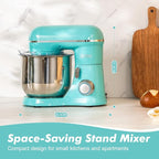Kitchen in the Box Stand Mixer, 3.5 QT Small Kitchen Electric Stand Mixers, 10-Speed Portable Lightweight Dough Mixer for Daily Use with Egg Whisk, Dough Hook, Beater (Blue)