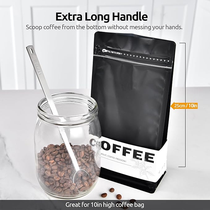 U-Taste Coffee Scoop 1 Tablespoon: 18/8 Stainless Steel Measuring Scooper for Ground Coffee, Bean, Powder, Espresso, 8.5in Extra Long Handle Metal Meaure Spoon for Canister, Jar (1Tbsp/15ml, Silver)