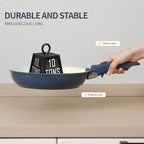 8PCS Ceramic Cookware,Nonstick Pan, Removable Handle Ceramic Pots and Pans Set, Stackable Set, Nonstick Pan Pots and Pans Set Non Stick pot(Blue)