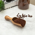 Wooden Scoops for Canisters 2PCS Wooden Scoop for Jars 4.9″Med-size Acacia Measuring Spoon for Ground Coffee Scoops Shovel Kitchen Scooping for Powder Bath Salt Laundry Detergent Shove-Multipurpose