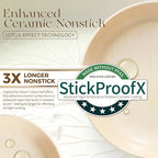 PRICUSIS Nonstick Ceramic Frying Pan with Lid, 8/10 Inch Skillet with Stay Cool Handle, Fully Coated, 100% Dishwasher Safe, Oven Safe, PTFE PFAS & PFOA Free (10 Inch, Coconut White