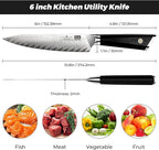 SHAN ZU Damascus Chef Knife 6 inch,67-Layer Japanese Steel 10Cr15CoMoV Kitchen Knife, High Carbon Super Sharp Japanese Chef Knife, All Purpose Professional Kitchen Utility Petty Knives with G10 Handle