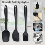 13-Piece Measuring Cups and Spoons Set with 3-Piece Black Silicone Spatula Set, BPA-Free, Dishwasher Safe Baking and Cooking Tools