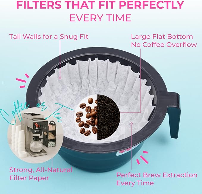 Katy’s Large Coffee Filters - 12 Cup Commercial Coffee Filters (9.5” x 4.5” Inch) Premium Paper & Brew Extraction, Tall & Wide, No Ground Overflow - Perfect For Restaurants & Cafes (500 Count)