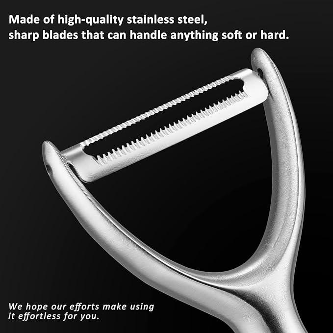 Serrated Blade Premium Y Type 304 Stainless Steel Multifunctional Kitchen Peeler Real Wood Handle Ultra Sharp Blade Vegetable Potato Apple(Aosuan)