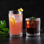 Premium VertiLine 13.5oz Highball Glasses, 6pc Tall Glass Sets. Lead-Free Crystal Drinking Glasses. Water Glasses, Mojito Glass Cups, and Mixed Drink Cocktail Glass Set. (Short glasses)