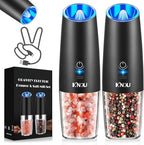 XinXu RECHARGEABLE Pepper and Salt Grinder Set,Automatic Pepper Mill,USB Rechargeable,Adjustable Coarseness,One-handed Operation,Ceramic Burr,Refillable,Auto Grinders Shakers LED Light,Black
