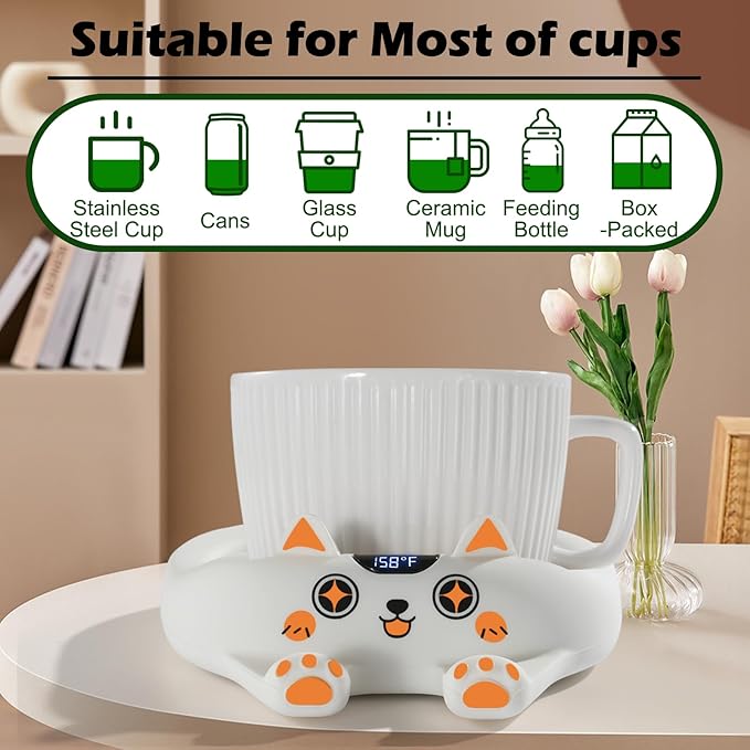 PUSEE Coffee Mug Warmer Auto Shut Off, 3 Temp Coffee Warmer for Desk, Candle Warmer Plate Safely Melt The Candle Releases Scents,Enjoy Your Warm Coffee Tea,Coffee Gifts for Women Men