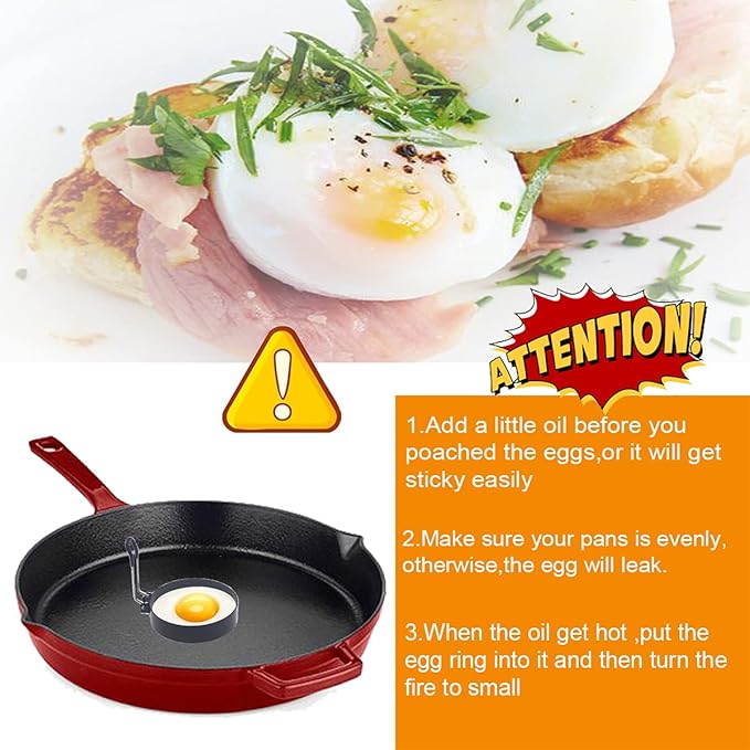 Pancake Ring for Griddle,2 Packs 6 Inch Omelette Ring for Griddle,6" Non-stick Stainless Steel Pancake Egg Ring Omelet Mold Pancake Maker Cake Creps with Silicone Handle