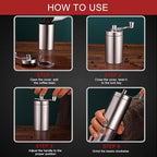 Manual Coffee Grinder, Coffee Bean Grinder with Adjustable Settings, Stainless Steel Hand Coffee Mill, Coffee Grinder Manual for Camping Home and Office (Metallic Wood)