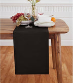 Solino Home Black Table Runner 108 Inches Long - Dru Cotton Linen 14 x 108 Inch Table Runner for Dining, Summer, Fall, Autumn, Halloween - Handcrafted and Machine Washable