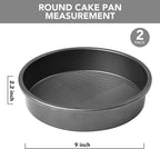 Tiawudi 9" Round Cake Pan Set of 2, 0.8mm Thick Heavy Duty Bakeware for Tiered & Layered Cakes, Nonstick Baking Pan with Diamond Texture for Even Heating, Cake Mold