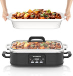 4 Quart Casserole Programmable Slow Cooker with Ceramic Baking Dish - Perfect Kitchen Small Appliance for Family Dinners, Oven Safe and Durable Bakeware for Lasagna, Roasts