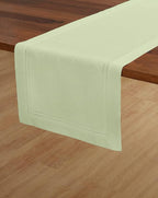 Solino Home Linen Table Runner 120 Inches Long - 100% Pure Linen Sage Green Table Runner 14 x 120 Inch for Summer, Fall, Autumn - Double Hemstitch