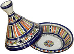 Moroccan Handmade Serving Tagine Exquisite Ceramic With Vivid colors Original 10 Inches in Diameter