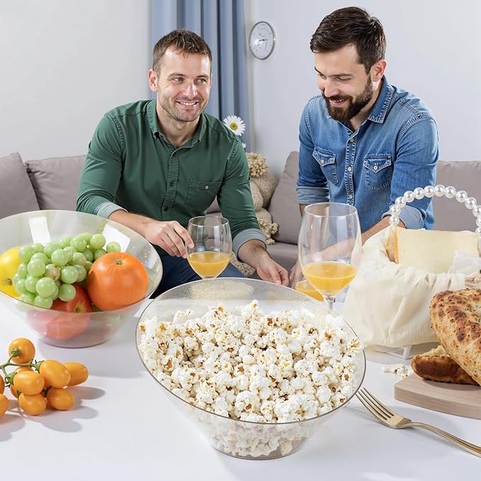 bUCLA 12 Pack Gold Glitter Plastic Serving Bowls - 54 OZ Angled Serving Bowls Disposable for Chip,Candy, Snack,Salad & Fruit - Ideal for Party & Wedding