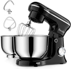 Facelle Tilt-Head Stand Mixer, 5QT+6QT Stainless Steel Two Bowls, 10 Speeds Kitchen Electric Food Mixer with Egg Whisk, Dough Hook, Beater, Dishwasher-Safe Attachment, Ideal Gift for Mom