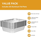 Aluminum Foil Pans Half Size, Disposable Heavy Duty 9×13 Baking Pans, Deep Family Size Container, Foil Pans for Roasting,Catering,Picnic or Holiday needs(20 Pack)