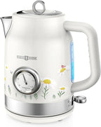 Retro Electric Kettle, PARIS RHÔNE 1.7L Hot Tea Kettle with Thermometer, 1500W Fast Heating, Cordless Design, LED Indicator, Auto Shut-Off & Boil Dry Protection