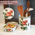 ACMLIFE Ceramic Casserole Dish for Oven, Floral Baking Dishes for Oven Lasagna Pan, Large Baking Dish with Handles, Durable and Oven Safe Pan, for Roasting and Baking, Gift Packaging 2 Pcs Set(13"x8"+10.3"x6.3") (Rose)