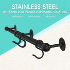 ROTHLEY Hanging Pot Rack Hanger: 23.7 Inch Stainless Steel Pot and Pan Hanger Pot Rack Wall Mounted Hanging Pots and Pans Rack Pot Hangers for Kitchen Wall Kitchen Rail with Hooks（Matt Black）