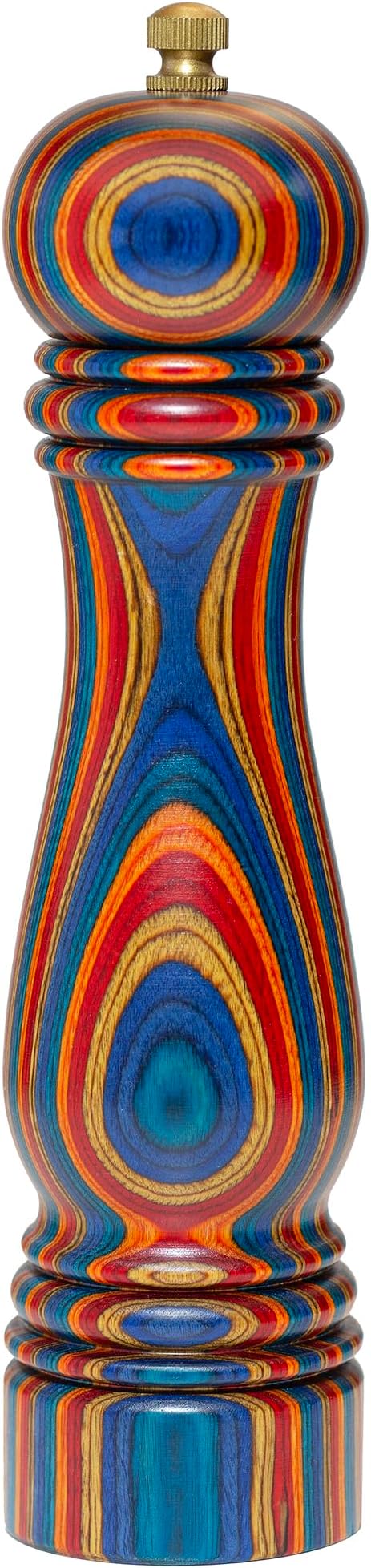 Baltique Montego Bay Pepper Grinder – 8 Inch Colorful Wooden Pepper Mill with Adjustable Stainless Steel Grinding Mechanism – Manual Wood Pepper Grinder for Kitchen or Table Use