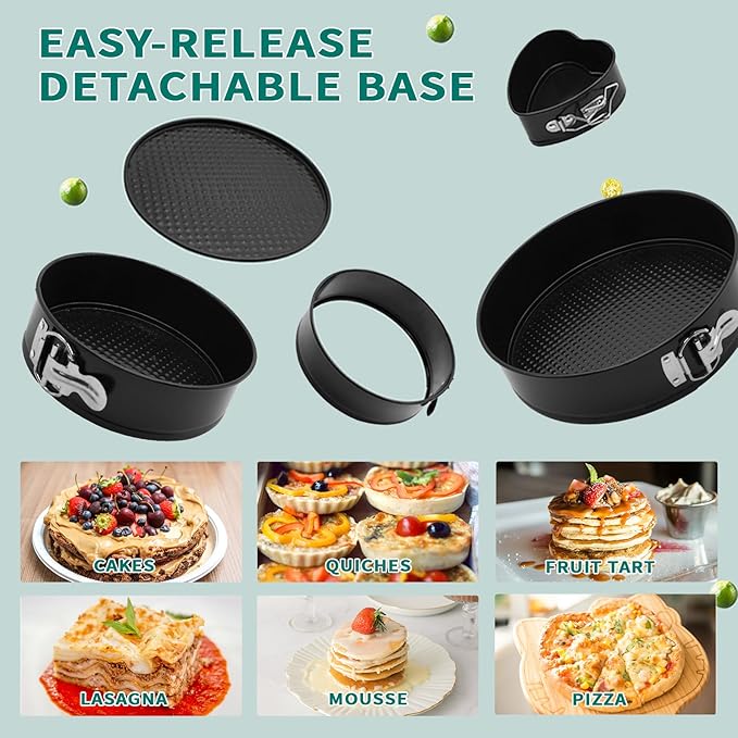 Cake Pan Set for Baking, Non-Stick Springform Pans Set of 4 (4, 7, 9 10 inch), Round Cheesecake Pan, Leak-Proof Cake Pans with Removable Bottom(Heart-4 Pcs)
