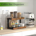 MARTY 2 Tier Spice Rack Organizer for Countertop, 15.8''L Coffee Station/Bathroom Organizer Countertop, Counter Shelf Desktop Storage Organizer for Kitchen, Bedroom, Office (Rustic Brown)