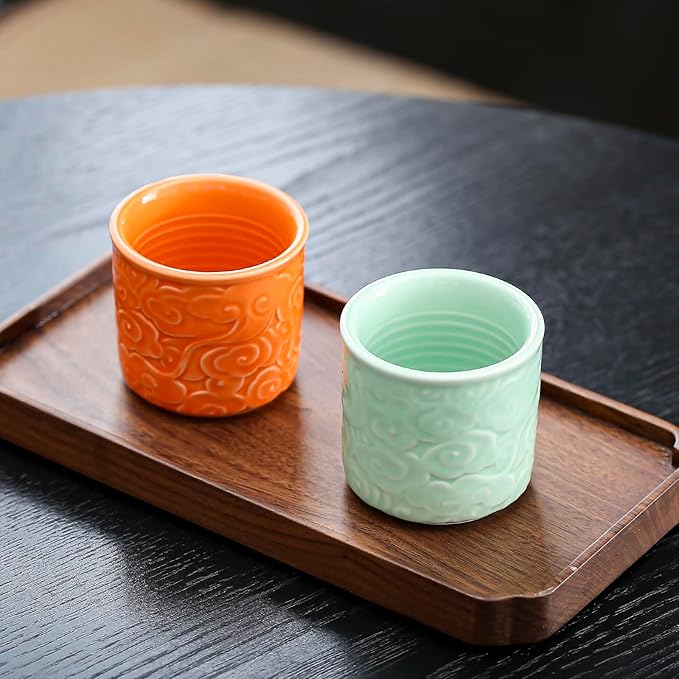 Ceramic Espresso Cups Set of 2 or 4-3oz Demitasse Cups for Coffee & Tea, No Handles, Durable & Dishwasher Safe (bisque, 4)