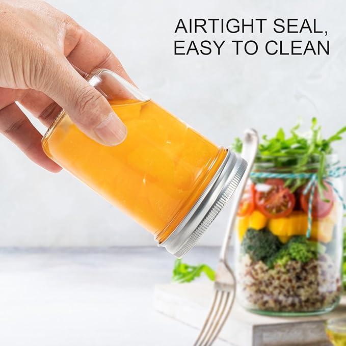 SPANLA Mason Jars 8 oz, 24 Pack Canning jars 8 oz Jelly Jars With Regular Lids and Bands, Half Pint Glass Jars Ideal for Jam, Honey, Wedding Favors, Shower Favors