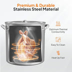 ROVSUN 50QT Stainless Steel Seafood Boil Pot With Strainer Basket, Lid & Hook, Versatile Stock for Crab, Lobster, Shrimp Boiling, Heavy-Duty Turkey Fryer for Outdoor Cooking & Gatherings