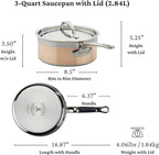 Hestan - CopperBond Collection - 100% Pure Copper Sauce Pan, Induction Cooktop Compatible, 3 Quart