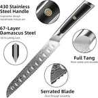 Sunnecko Bread Knife 8 inch, Serrated Bread Knife for Homemade Bread with 67-layers VG10 Damascus Steel Blade, Japanese Bread Knife with Solid Handle Bread Cutting Knife Bread Knives Cake Knife