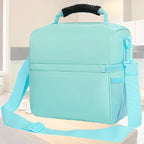 FlowFly Double Layer Cooler Insulated Lunch Bag Adult Lunch Box Large Tote Bag for Men, Women, With Adjustable Strap,Front Pocket and Dual Large Mesh Side Pockets