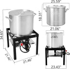 Creole Feast SBK1001 100 Qt Seafood Boiling Kit with Strainer, Outdoor Seafood Boil Pot and Basket with 100,000 BTUs Propane Burner and 10 PSI Regulator, Black & Silver