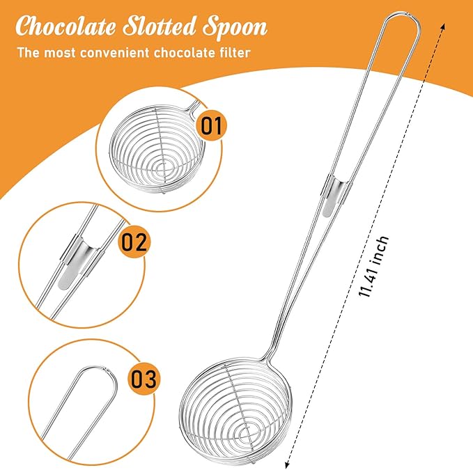 Patelai 4 Pieces Candy Dipping Chocolate Tools Set 3-prong Dipping Fork, Fondue Fork, Spear, Slotted Spoon for Handmade Chocolates, Pralines and Truffles