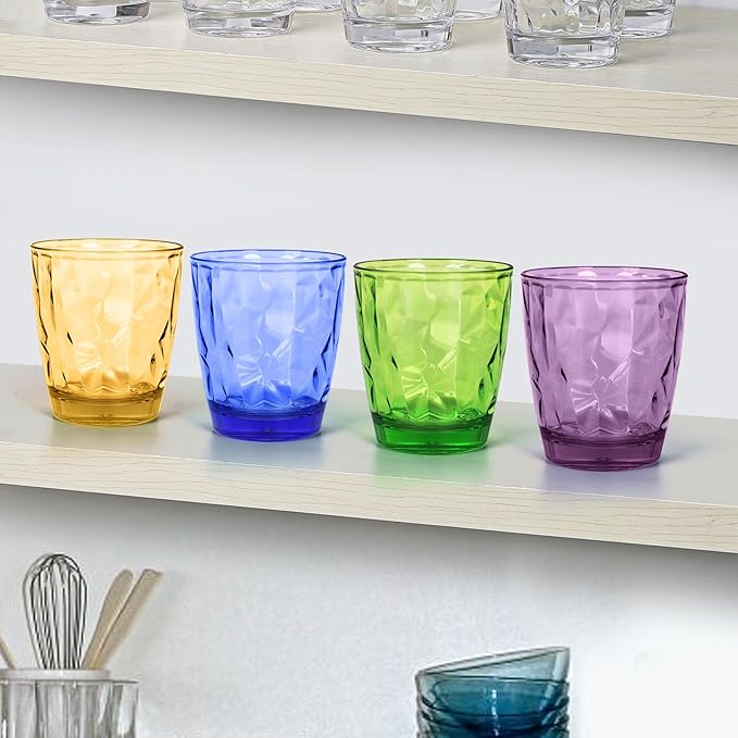 13 oz Plastic Tumblers Drinking Glasses, Clear Acrylic Drinking Cups Wine Glasses Beverage Cups Tumbler for Poolside Party, Outdoor&Indoor, Stackable, Dishwasher Safe, Easy to Clean, Large Capacity