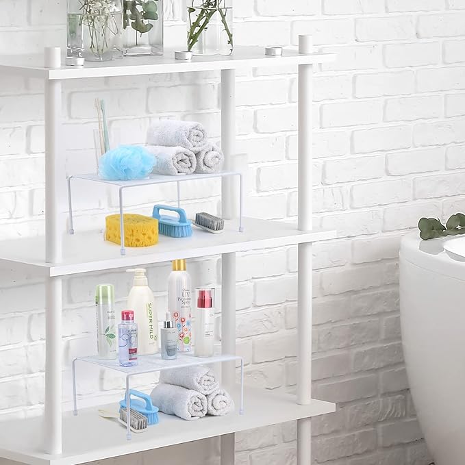 Set of 2 Mesh Kitchen Shelves Cabinet Storage Shelf Rack (13.1 x 10.2 Inch) ，Kitchen Bathroom Pantry Cupboard Desk Home Office, Fridge, Cabinet, Bathroom Cupboard (White)
