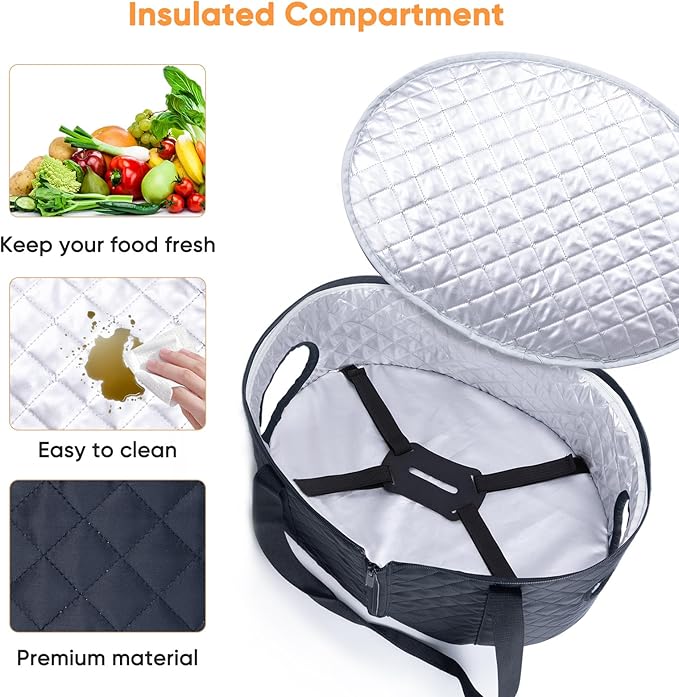 BAGSPRITE Slow Cooker Carrying Case Compatible with 6-8 Quart Crockpot Carrier for Hot Food and Hamlton Beach Slow Cooker Tote with Lid Fastener for Crock-pot Dust Cover Applicances