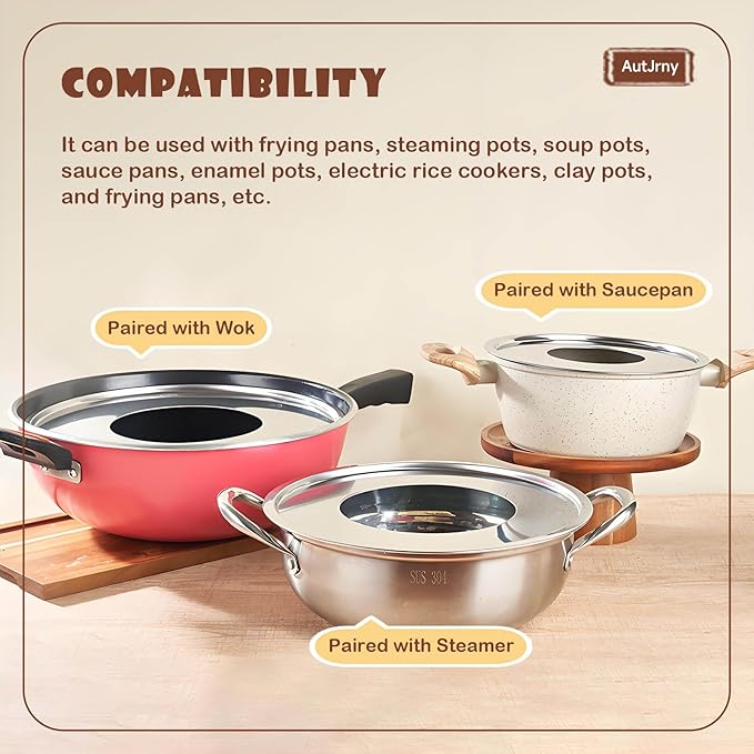 Stainless Steel Steamer Ring | 11 Inch, Fits 7 to 10 Inch Bamboo Steamer | Steaming Adapter for Steam Pot, Asian Food, Dumpling, Dim Sum, Rice, Veggie for Cooking Basket