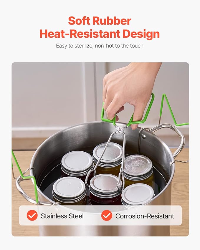 VEVOR Canning Supplies Starter Kit, 9 Pieces Stainless Steel Water Bath Canning Kit for Beginners, Canning Tools Set: Ladle, Measuring Spoon & Cup, Funnel, Tongs, Jar Lifter, Jar Wrench