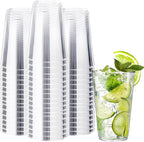 100 Count 12 oz Clear Plastic Cups, Plastic Drinking Cup for Party, Heavy-duty Party Glasses, Disposable Clear Cups for Water, Juice, Soda, Ice Coffee
